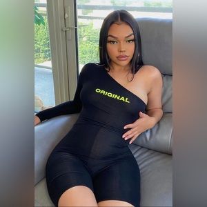 One Shoulder Romper - Black